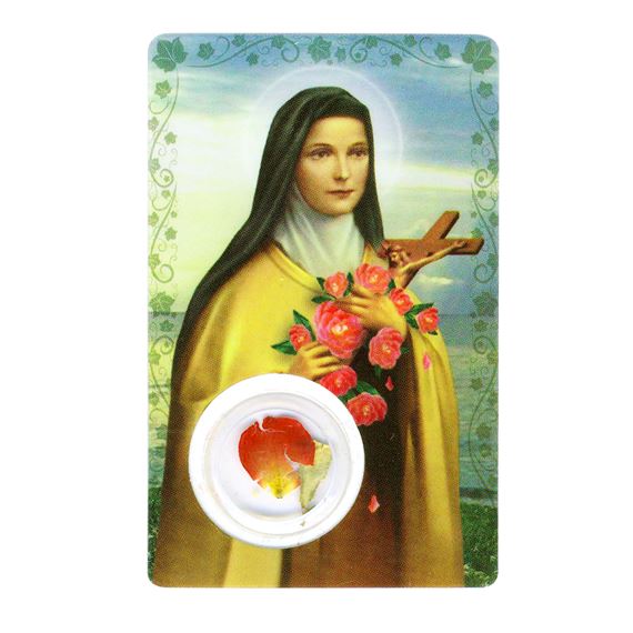 ST. THERESE HOLY CARD WITH ROSE PETALS