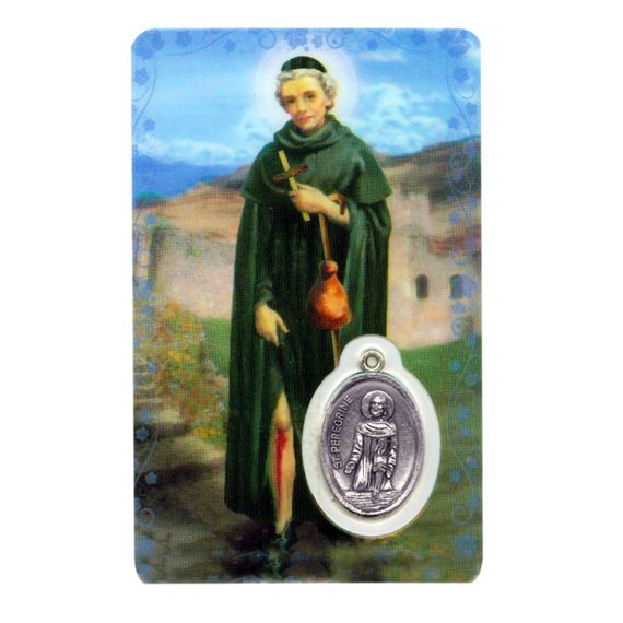 ST. PEREGRINE HOLY CARD WITH MEDAL