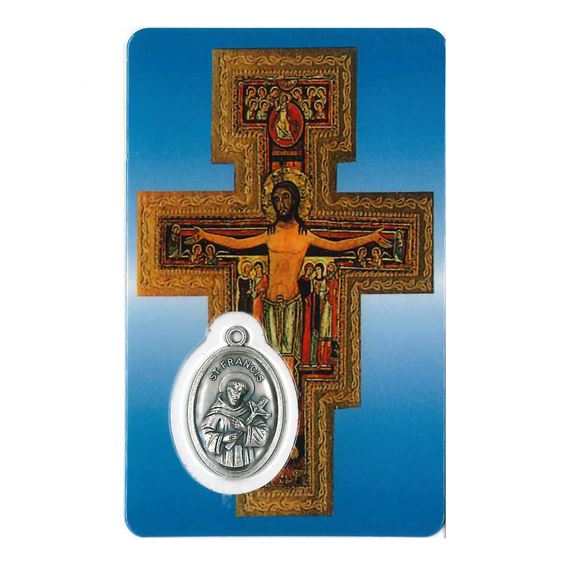 SAN DAMIANO HOLY CARD WITH MEDAL