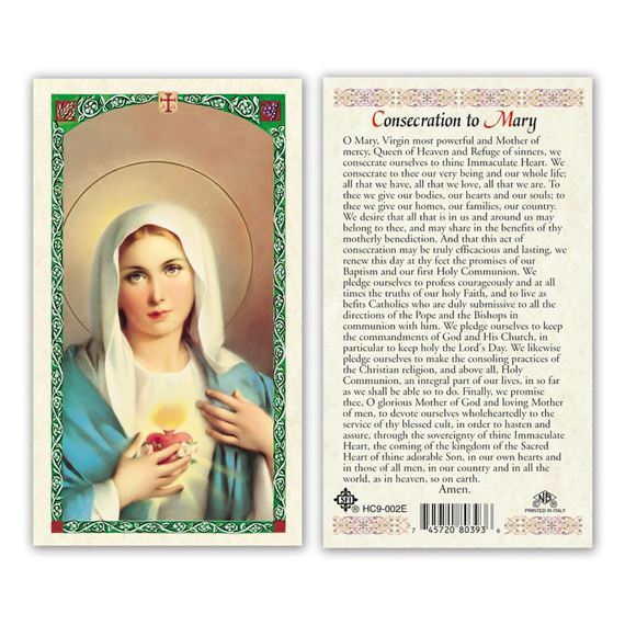 LAMINATED HOLY CARD - CONSECRATION TO MARY