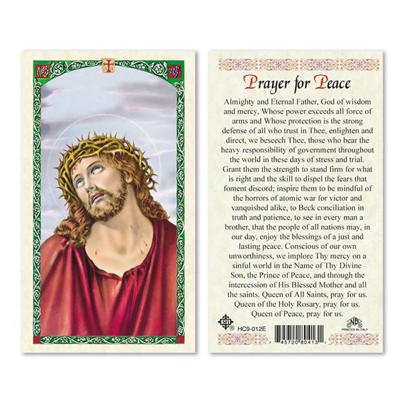 LAMINATED HOLY CARD - PRAYER FOR PEACE