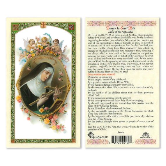 LAMINATED HOLY CARD - SAINT RITA