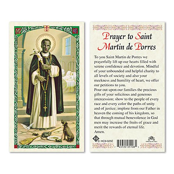 LAMINATED HOLY CARD - SAINT MARTIN DE PORRES