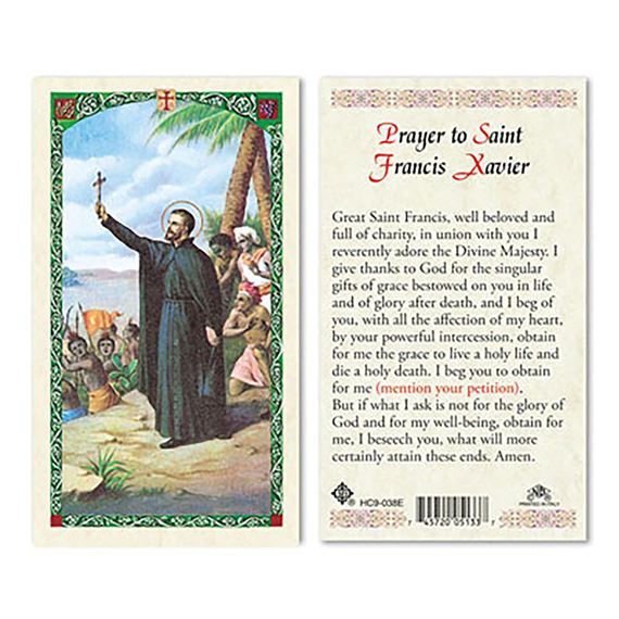 LAMINATED HOLY CARD - SAINT FRANCIS XAVIER