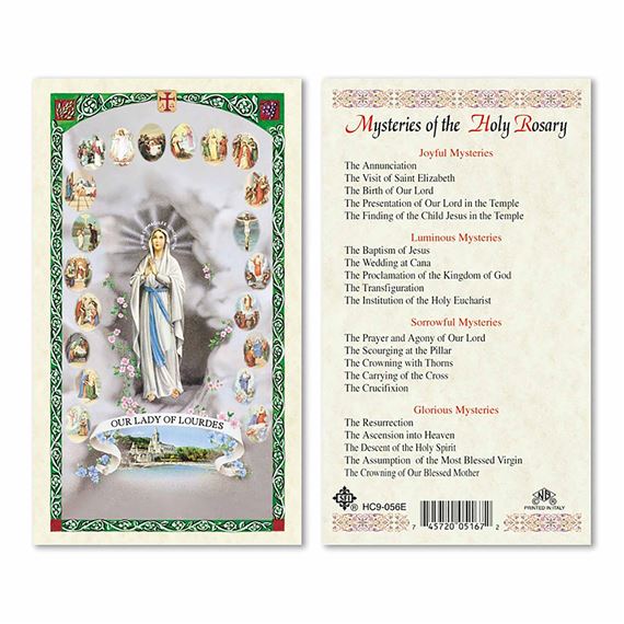 LAMINATED HOLY CARD - THE MYSTERIES OF THE ROSARY