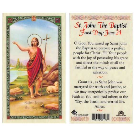 LAMINATED HOLY CARD - ST. JOHN THE BAPTIST