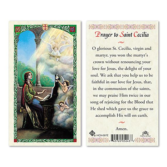 LAMINATED HOLY CARD - ST. CECILIA