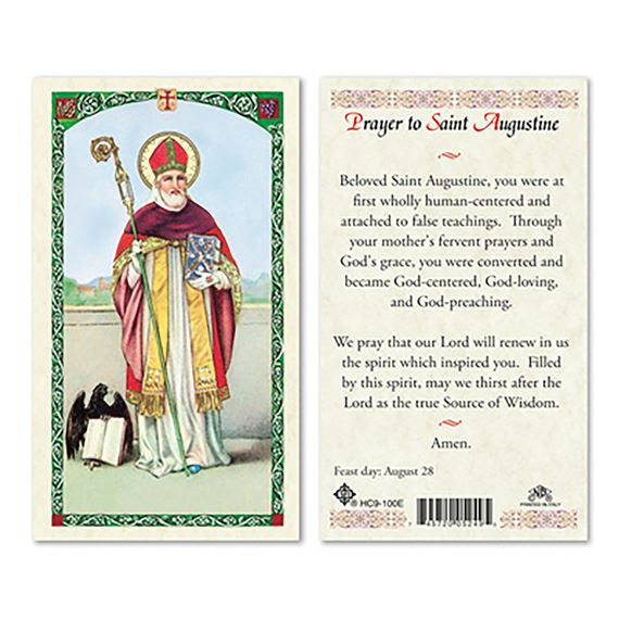 LAMINATED HOLY CARD - ST. AUGUSTINE