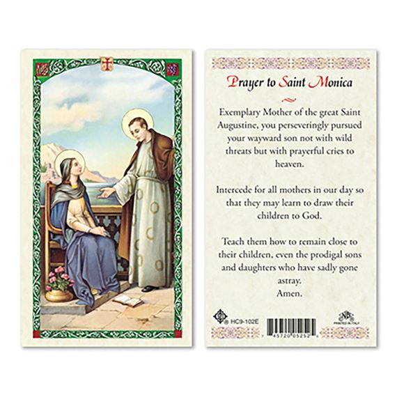 LAMINATED HOLY CARD - ST. MONICA