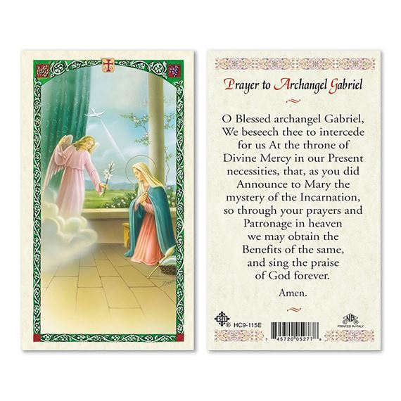 LAMINATED HOLY CARD - ARCHANGEL GABRIEL