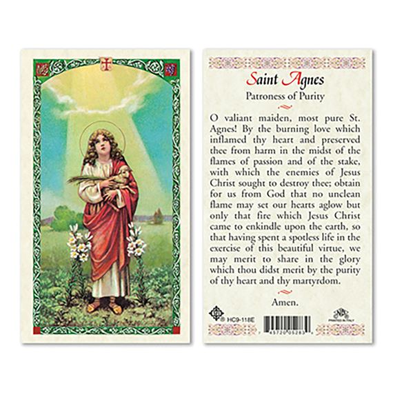 LAMINATED HOLY CARD - ST. AGNES