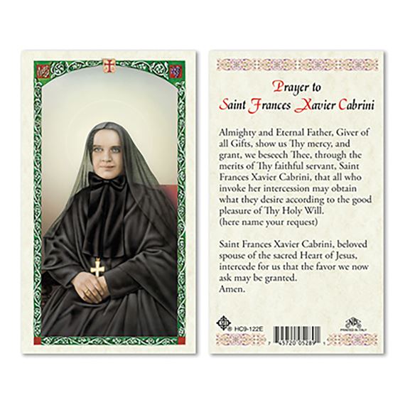 LAMINATED HOLY CARD - ST. FRANCES CABRINI
