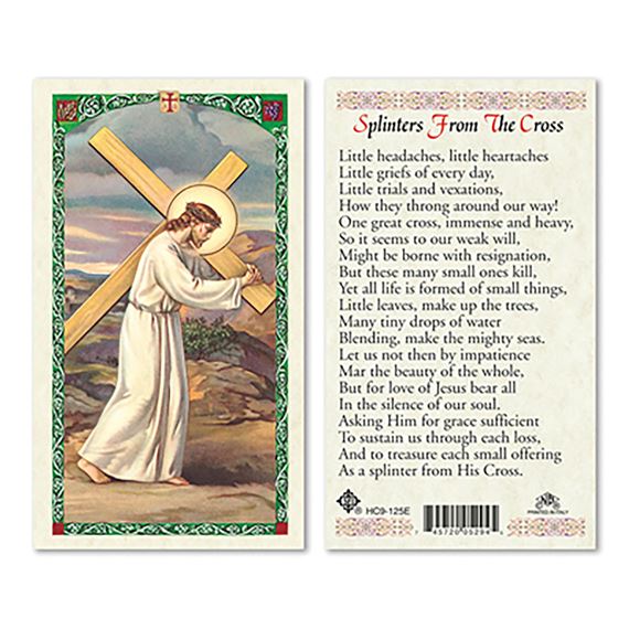 LAMINATED HOLY CARD - SPLINTERS FROM THE CROSS