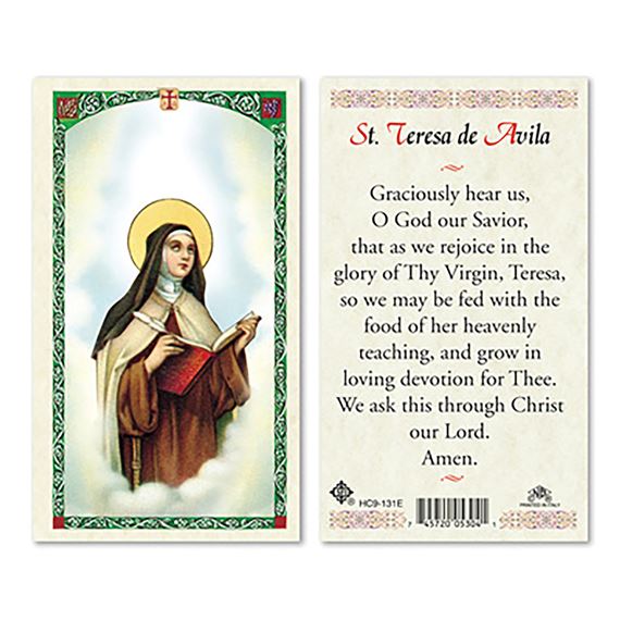 LAMINATED HOLY CARD - ST. TERESA DE AVILA
