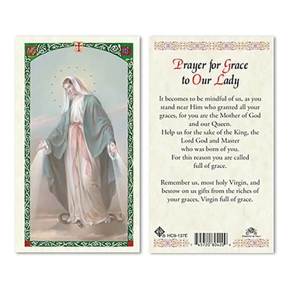 LAMINATED HOLY CARD - OUR LADY OF GRACE