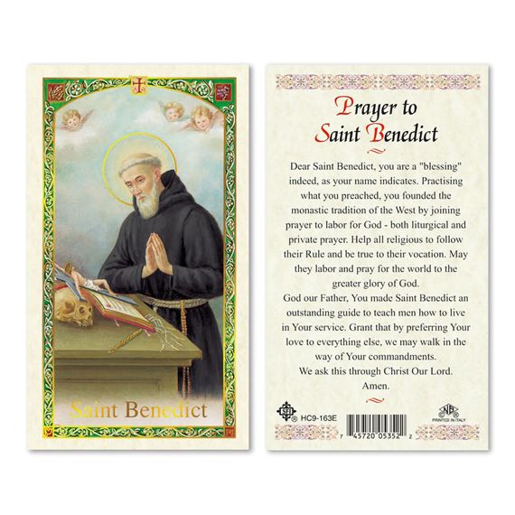 LAMINATED HOLY CARD SAINT BENEDICT EWTN Religious Catalogue