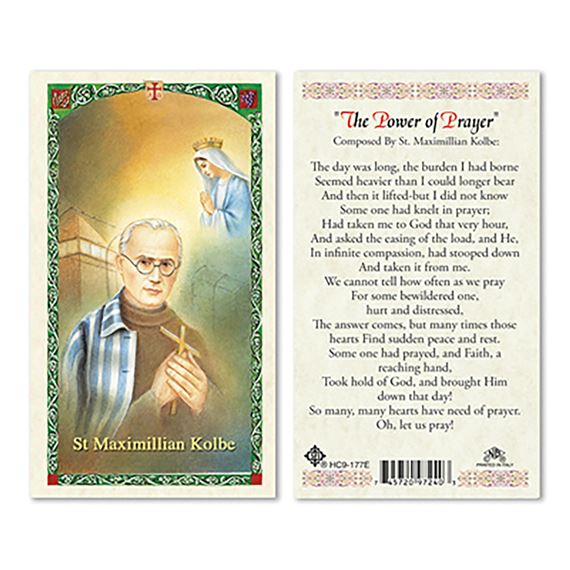 LAMINATED HOLY CARD - ST. MAXIMILLIAN KOLBE