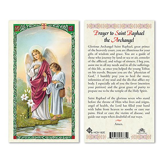 LAMINATED HOLY CARD - ST. RAPHAEL ARCHANGEL