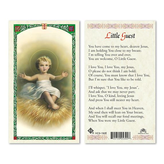 LAMINATED HOLY CARD - LITTLE GUEST