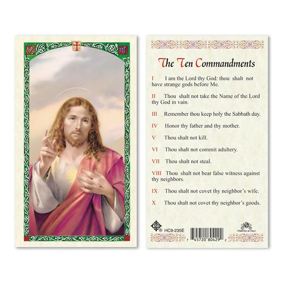 LAMINATED HOLY CARD - THE TEN COMMANDMENTS