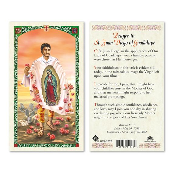 LAMINATED HOLY CARD - ST. JUAN DIEGO