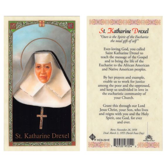 LAMINATED HOLY CARD - ST. KATHARINE DREXEL