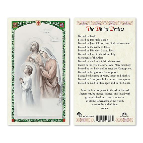 LAMINATED HOLY CARD - THE DIVINE PRAISES