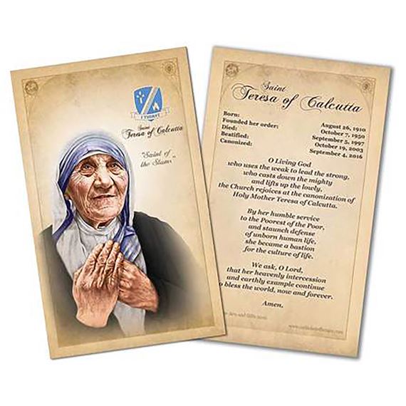 LAMINATED ST. TERESA COMMEMORATIVE HOLY CARD