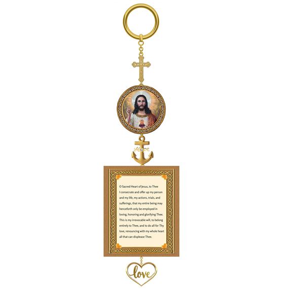 SACRED HEART AND IMMACULATE HEART HOME BLESSING DANGLE WITH PRAYERS