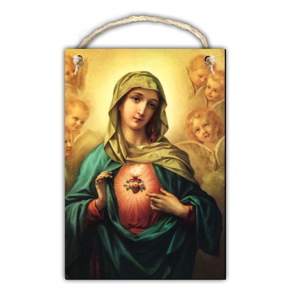 IMMACULATE HEART OF MARY HANGING PLAQUE - 5 X 7