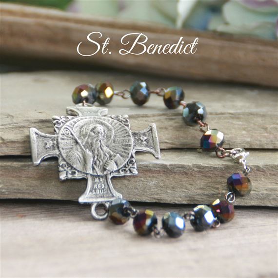 ST. BENEDICT MEDAL - BRACELET (PEACOCK)