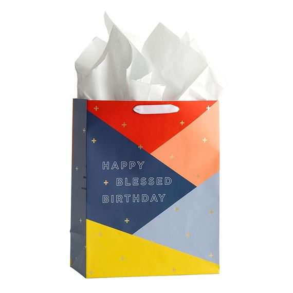 HAPPY + BLESSED BIRTHDAY - GIFT BAG (WITH TISSUE PAPER)