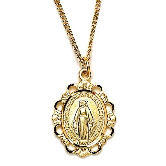 SCALLOPED EDGE GOLD ORNATE MIRACULOUS MEDAL | EWTN Religious Catalogue