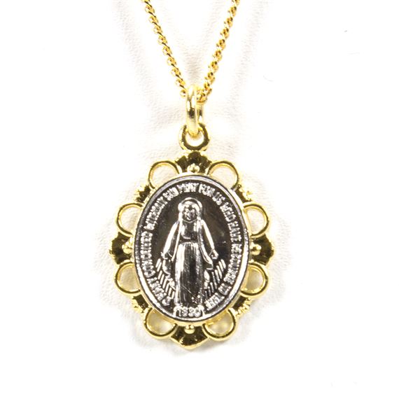 GOLD OVER STERLING MIRACULOUS MEDAL