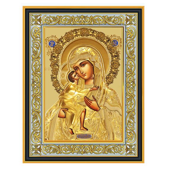 VIRGIN AND CHILD FRAMED ICON