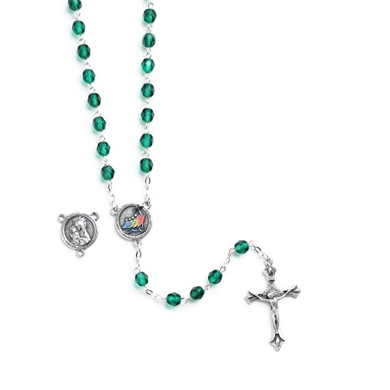 JUBILEE 2025 GREEN GLASS BEAD ROSARY