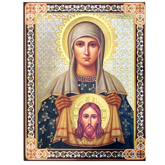 ST. VERONICA'S VEIL ICON WITH EASEL BACK