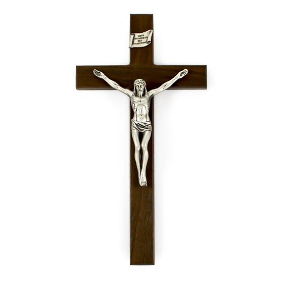 WALNUT SHROUD OF TURIN CRUCIFIX (10-INCH)