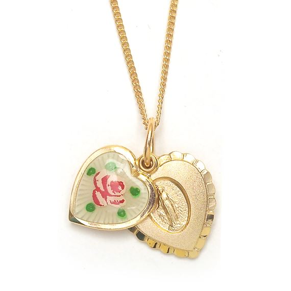 ROSEBUD HEART SLIDE WITH MIRACULOUS MEDAL