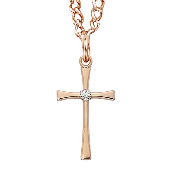 ROSE GOLD CROSS WITH CRYSTAL