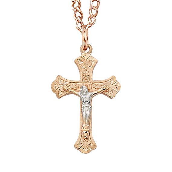 ROSE GOLD STERLING SILVER TWO-TONE CRUCIFIX