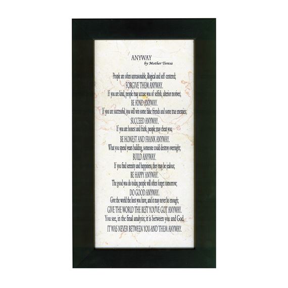 ANYWAY  BY MOTHER TERESA FRAMED PLAQUE