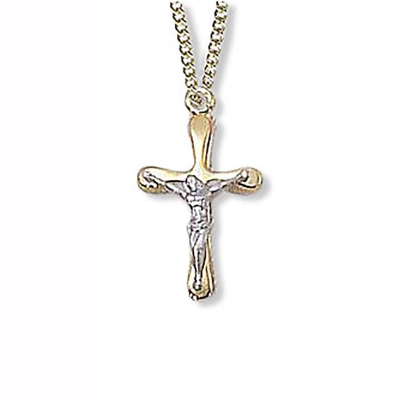 GOLD AND STERLING SILVER TWO-TONE CRUCIFIX