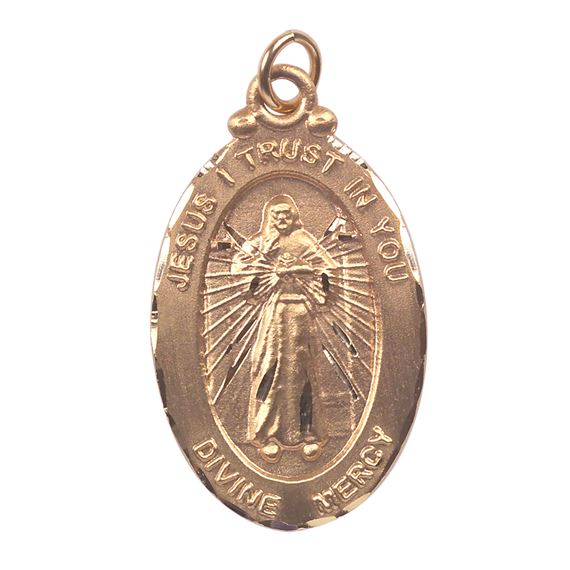 14KT GOLD DIVINE MERCY MEDAL