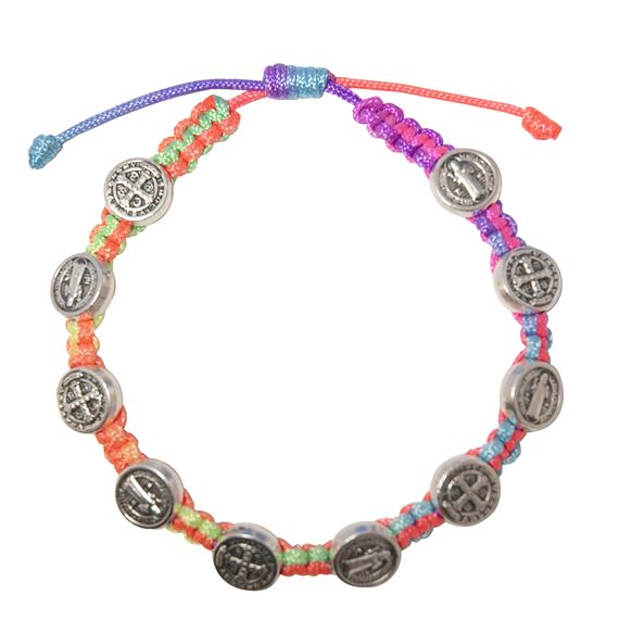 ST. BENEDICT MEDAL CORDED BRACELET - NEON