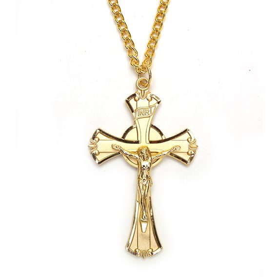 GOLD OVER STERLING ORNATE CRUCIFIX