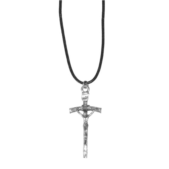 PAPAL CRUCIFIX ON BLACK CORD