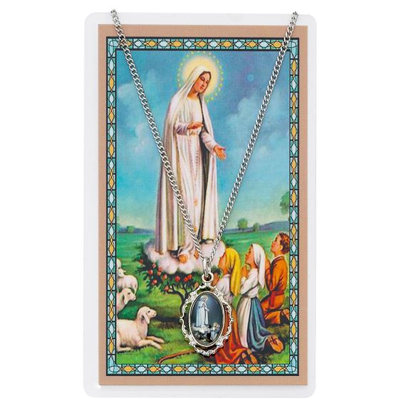 OUR LADY OF FATIMA PENDANT & PRAYER CARD SET