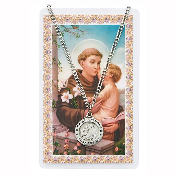 ST. ANTHONY ROUND PENDANT W/ PRAYER CARD