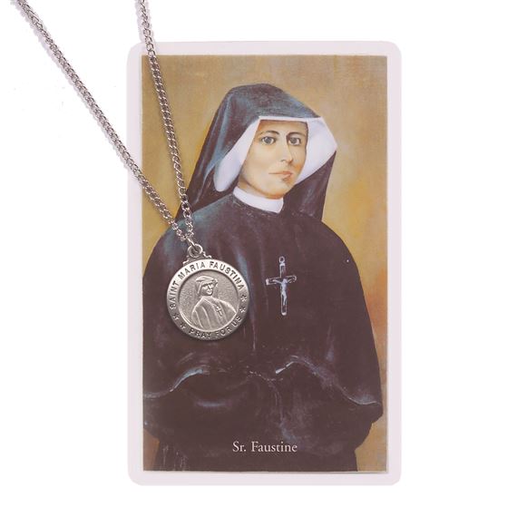 ST. FAUSTINA PENDANT & PRAYER CARD EWTN Religious Catalogue